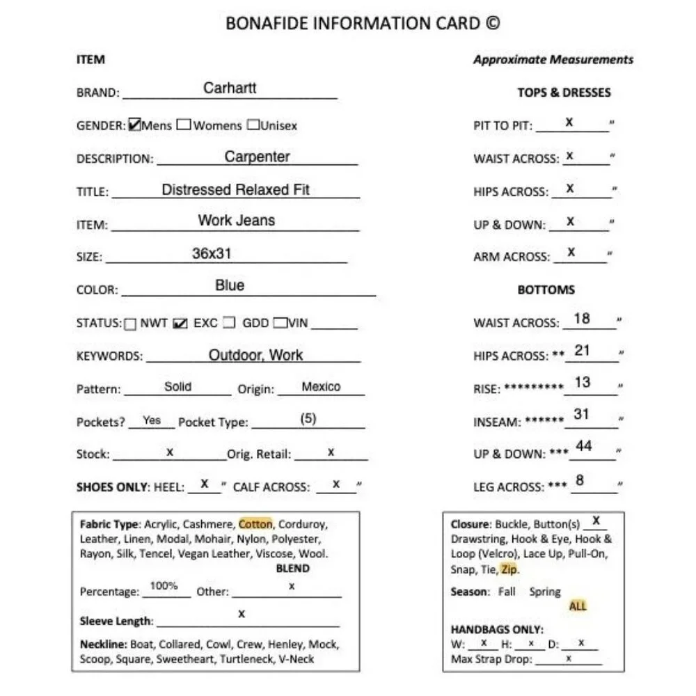 Carhartt Mens Carpenter Distressed Relaxed Fit Work Jeans Size 36x31 Blue AN EXC - Picture 12 of 12